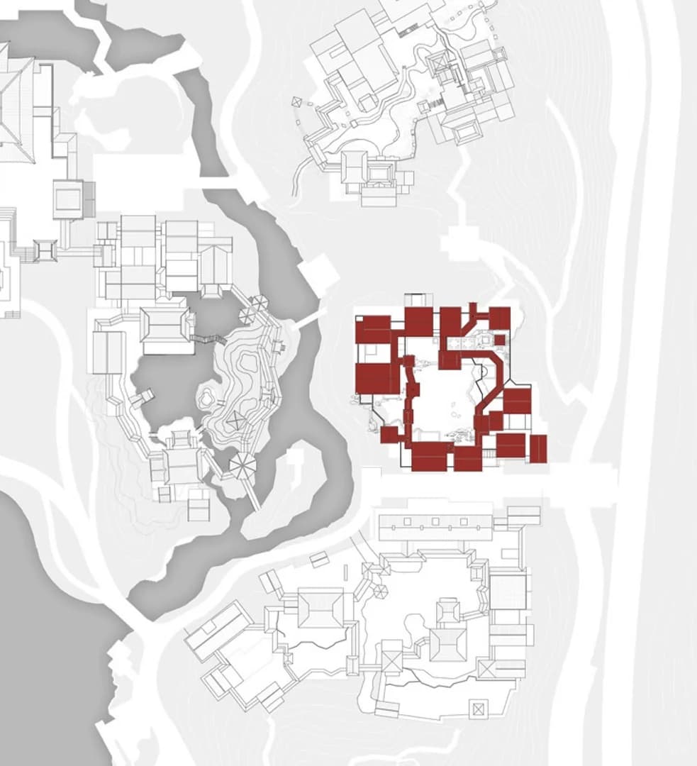 Ландшафтное оформление культурного центра с элементами водного ландшафта