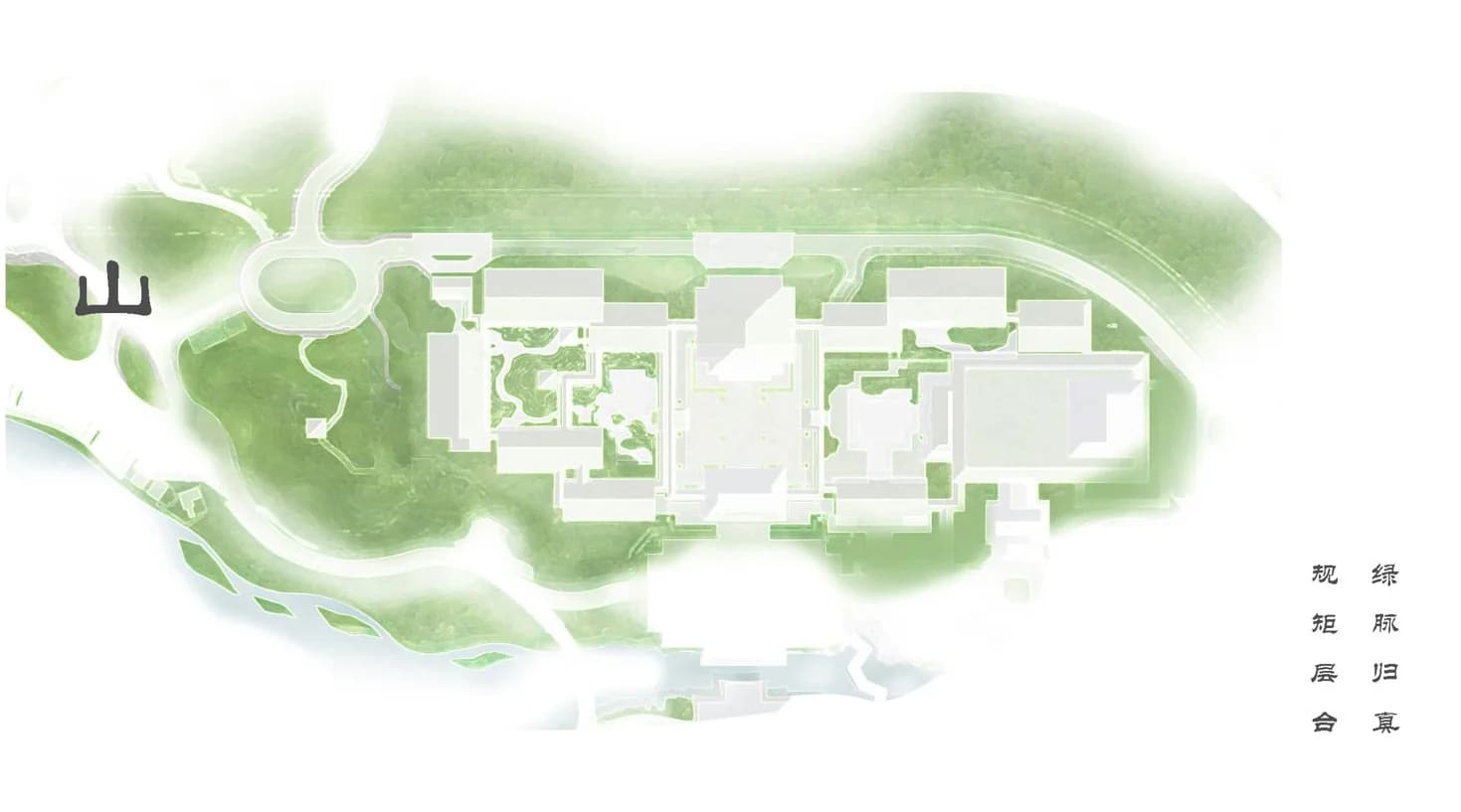 Ландшафтное оформление культурного центра с элементами водного ландшафта