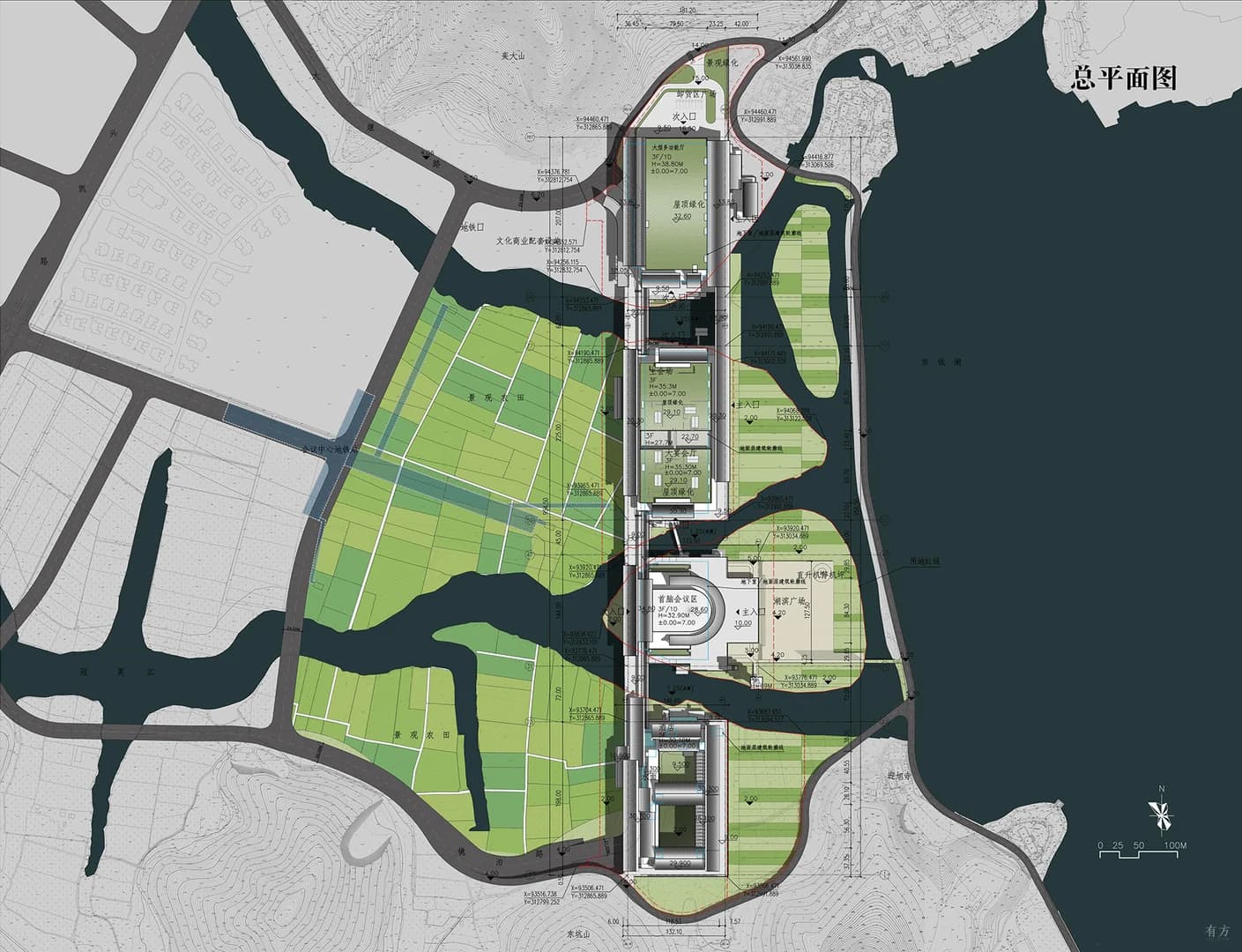 Международный конференц-центр: Рисовые поля и мосты