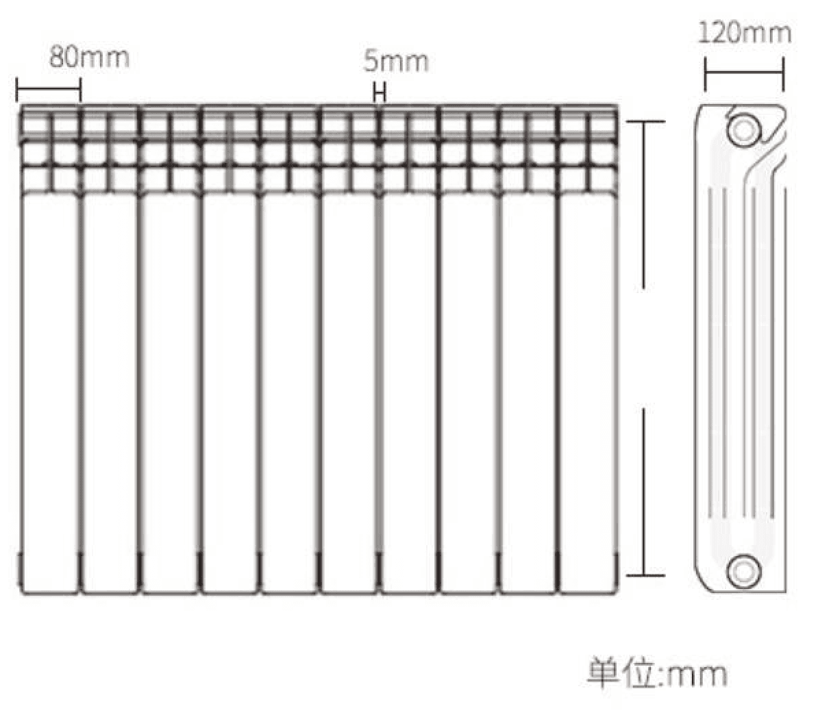 Радиатор двойного металла высокого давления литья из алюминия размером 80X120